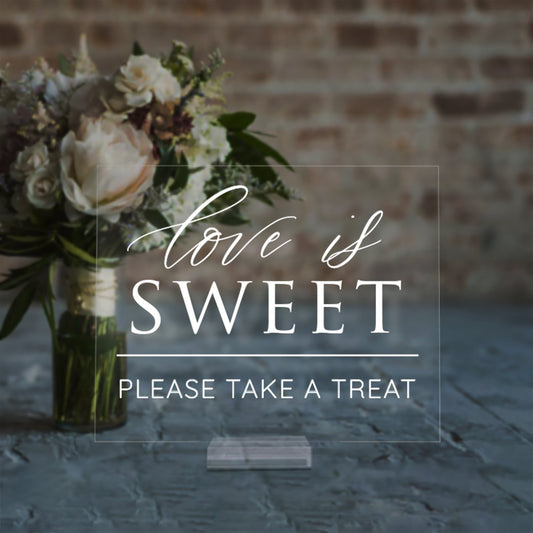 Love is Sweet Take a Treat Favor Sign | Acrylic Cards Table Sign Gifts Table Sign | Acrylic Favors Sign | Favors Sign | Acrylic | SCC-305 - SCC Signs