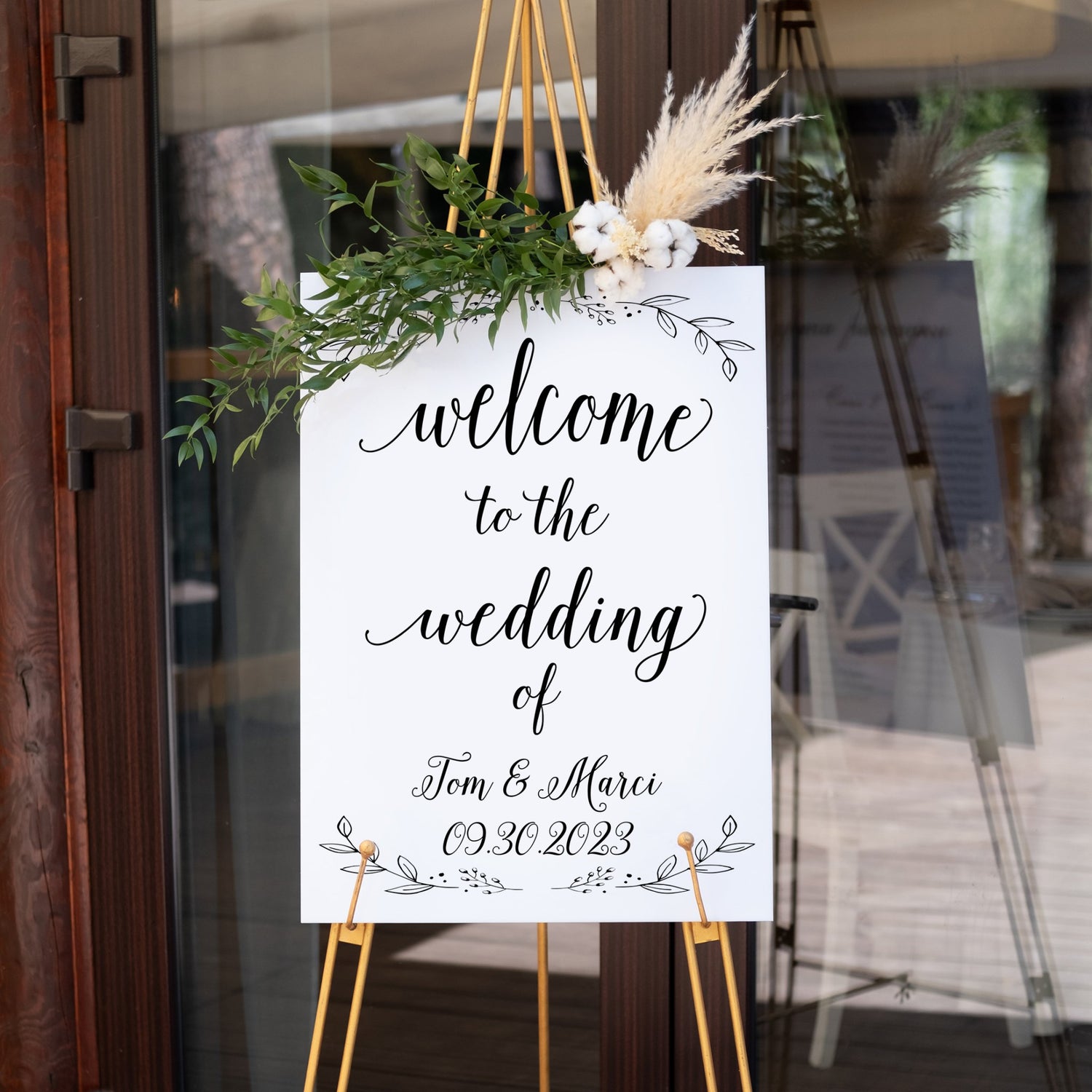 Acrylic Welcome Sign for Weddings - Glass Wedding Sign Personalized with Names and Date for Wedding Ceremony or Reception AMSCC-5 - SCC Signs