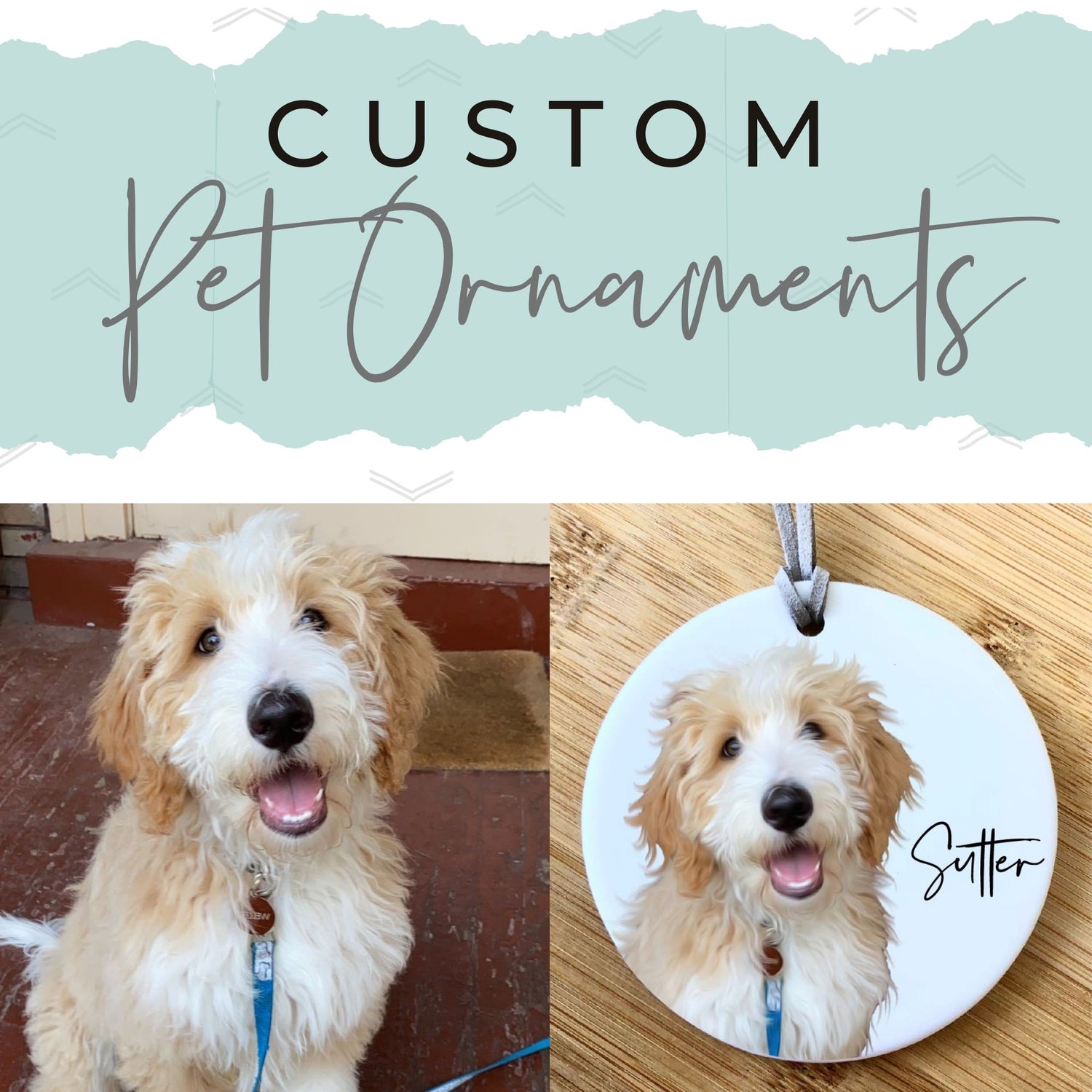 Custom Dog Portrait Ornament - Personalized Pet Christmas Keepsake - SCC Signs