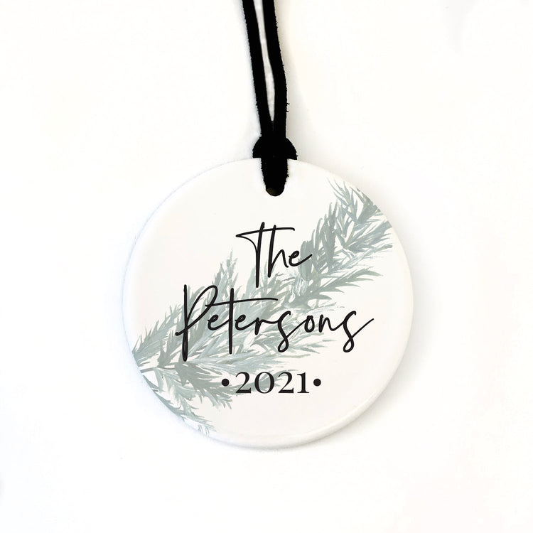 Personalized Family Name Christmas Ornament | 3" Ceramic Tree Décor for a custom, heartfelt touch to your holiday season.