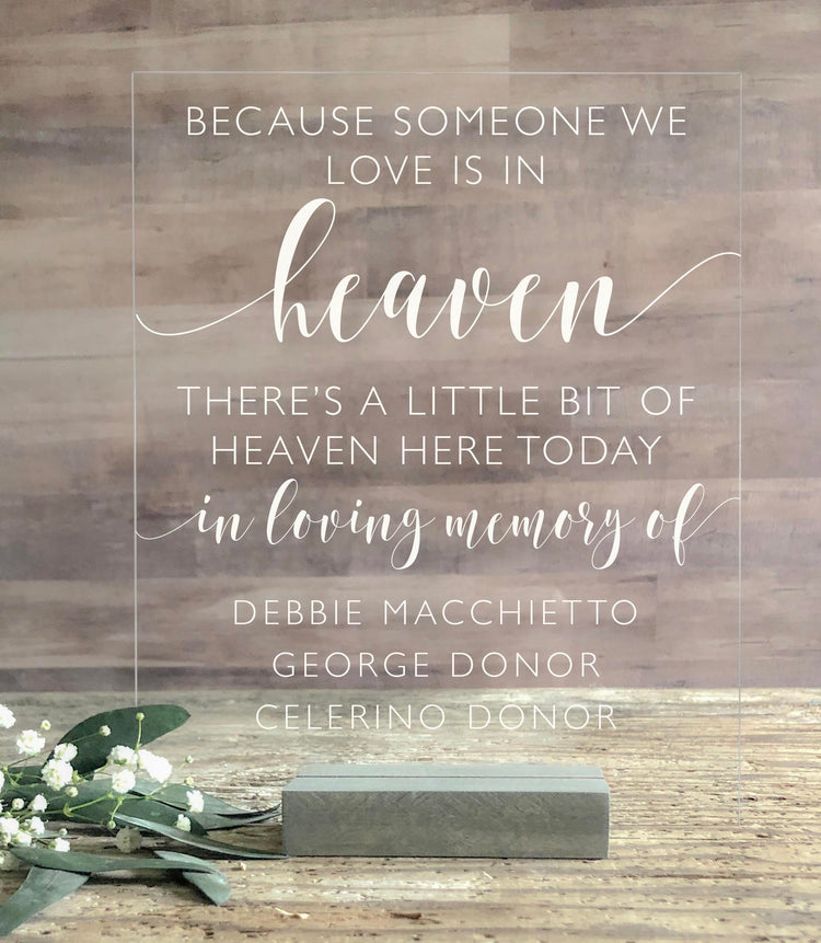 In Loving Memory Acrylic Sign | Wedding Decor | SCC-21 - SCC Signs