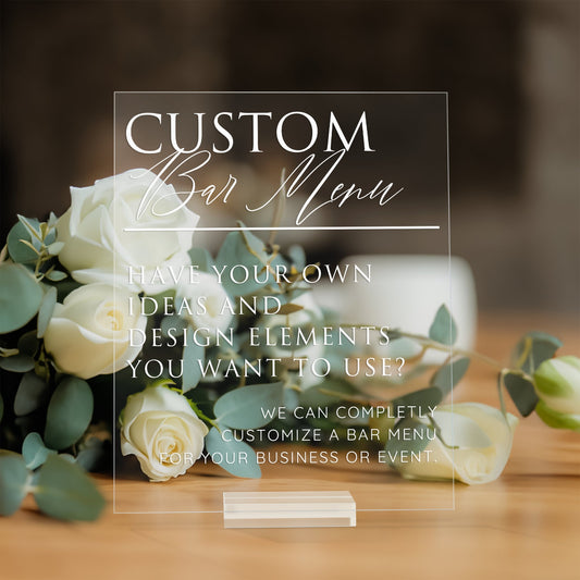 Acrylic Bar Sign | Custom Acrylic Bar Sign | Custom Wedding Bar Sign | Welcome Wedding Signs | Wedding Signature Drinks Sign - SCC-387 - SCC Signs