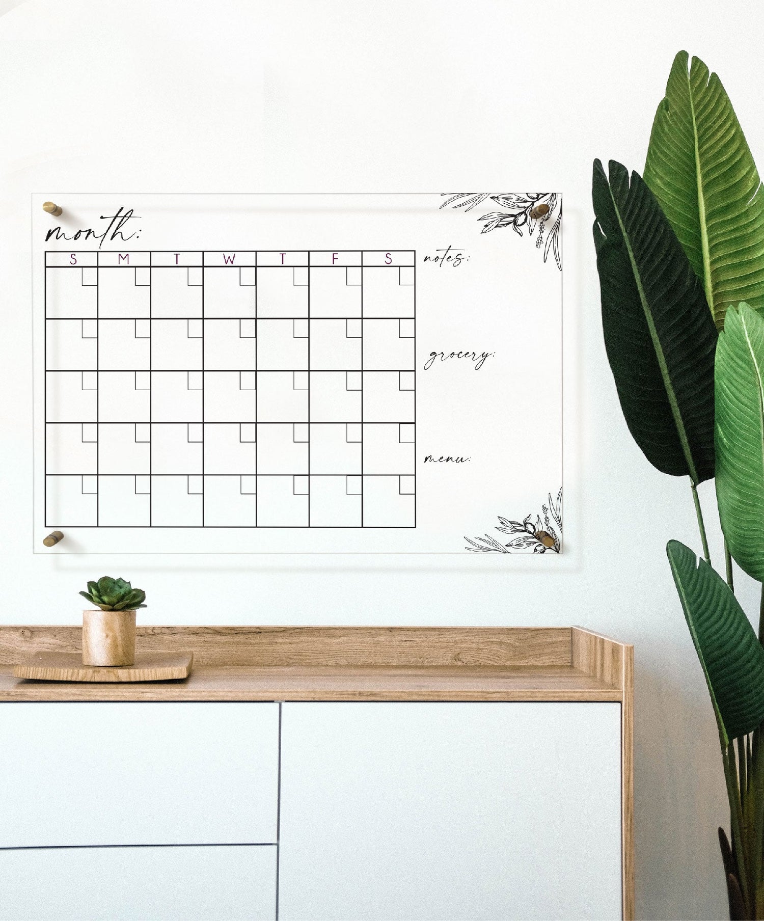 Acrylic Dry Erase Calendar For Wall | Monthly Acrylic Calendar Home Decor | SCC-260 - SCC Signs