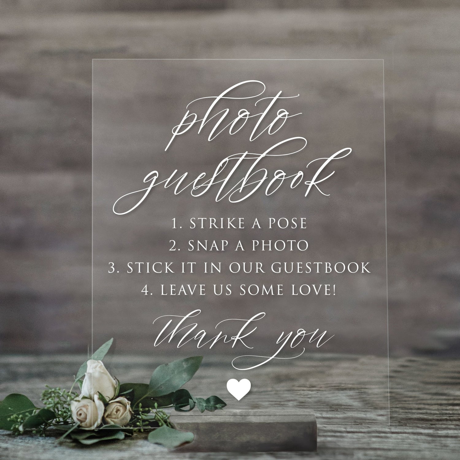 Acrylic Photo Guestbook Sign | Lucite Wedding Decor | SCC-243 - SCC Signs
