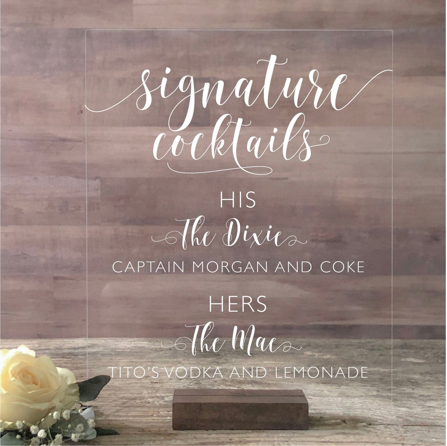 Acrylic Signature Cocktails Sign | Lucite Wedding Decor | AS-8 - SCC Signs