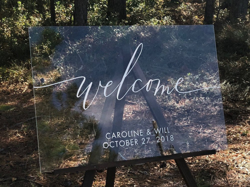 Acrylic Wedding Welcome Sign | Lucite Wedding Decor | Clear Glass Look Sign | SS_173 - SCC Signs