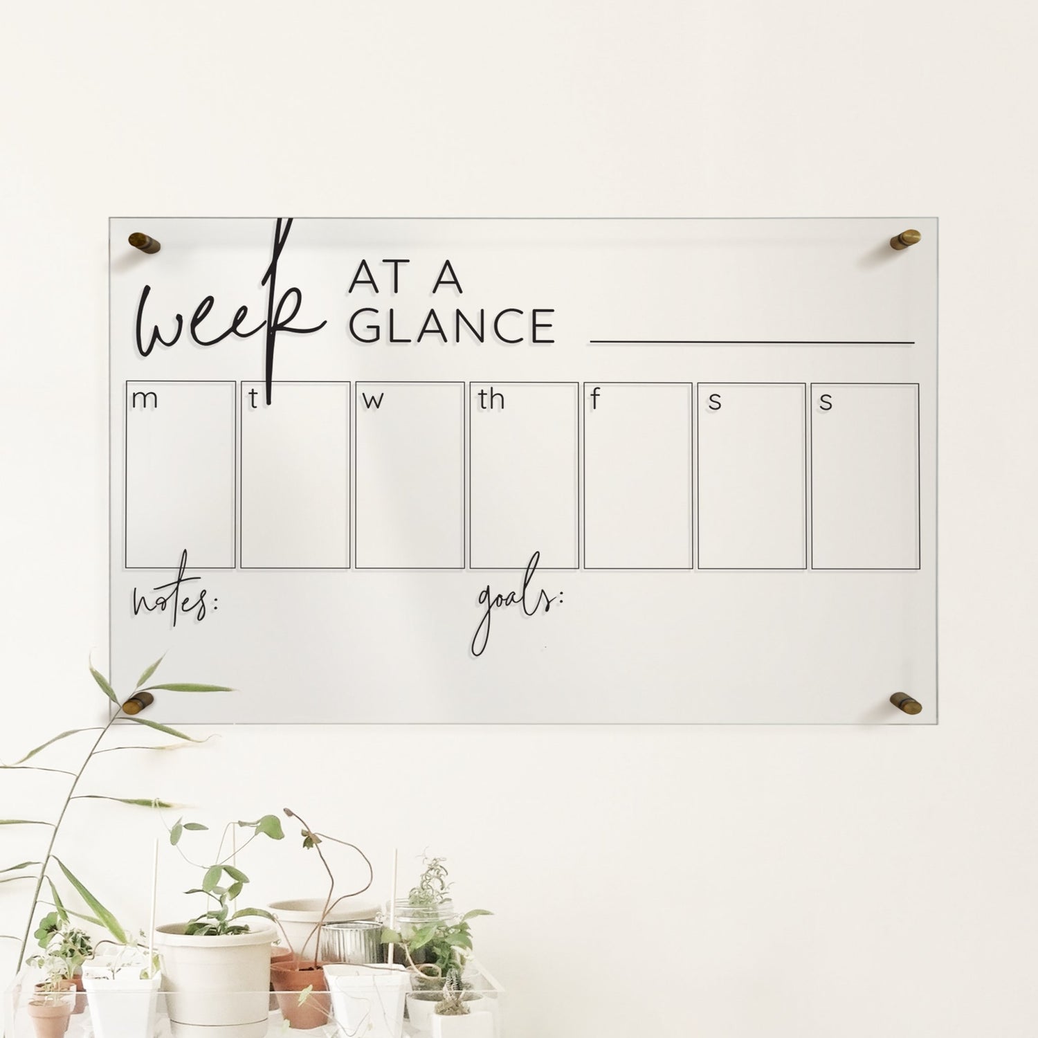 Acrylic Weekly Calendar Board For Wall | Weekly Perpetual Calendar Dry Erase | Minimal Office Decor - SCC-315 - SCC Signs
