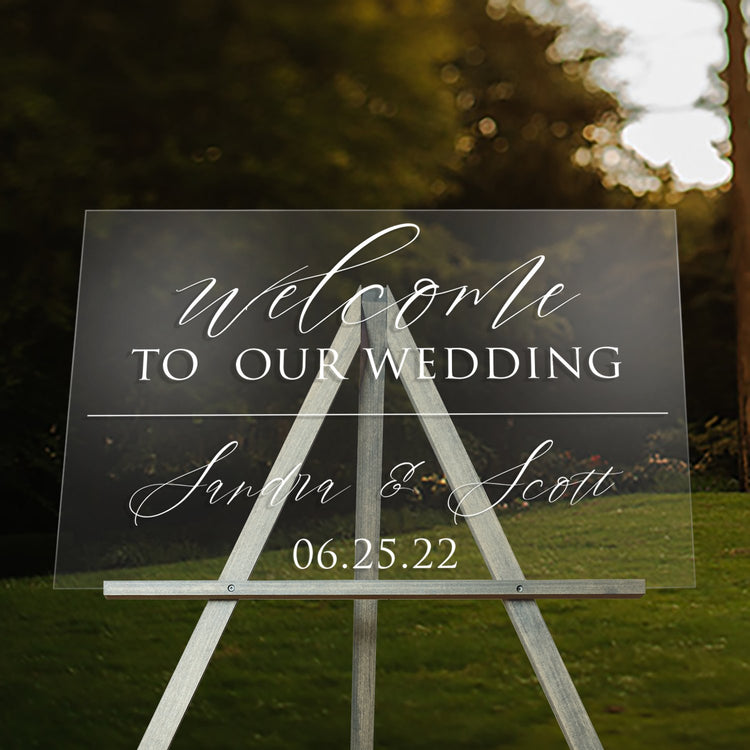 Acrylic Welcome Sign | Wedding Welcome Sign on Acrylic | Customize With Your Names And Date - SCC-322 - SCC Signs