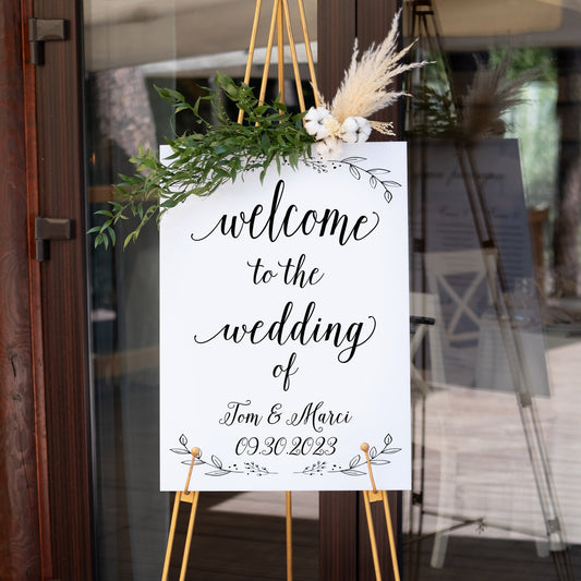 Custom Acrylic Wedding Welcome Sign - Personalized with Names Date - WS-175 - SCC Signs