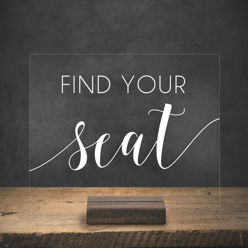 Find Your Seat Acrylic Sign | Lucite Find Your Seat Sign | Wedding Decor | AS-5 - SCC Signs