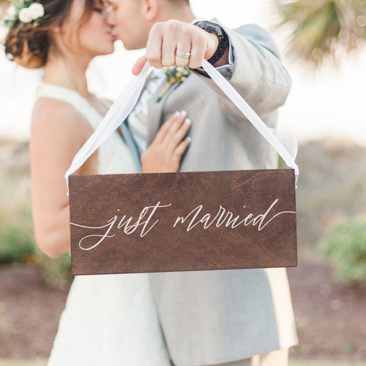 Just Married Wooden Sign | Wooden Wedding Signs | Hanging Wedding Sign | Just Married Sign - SCC-304 - SCC Signs