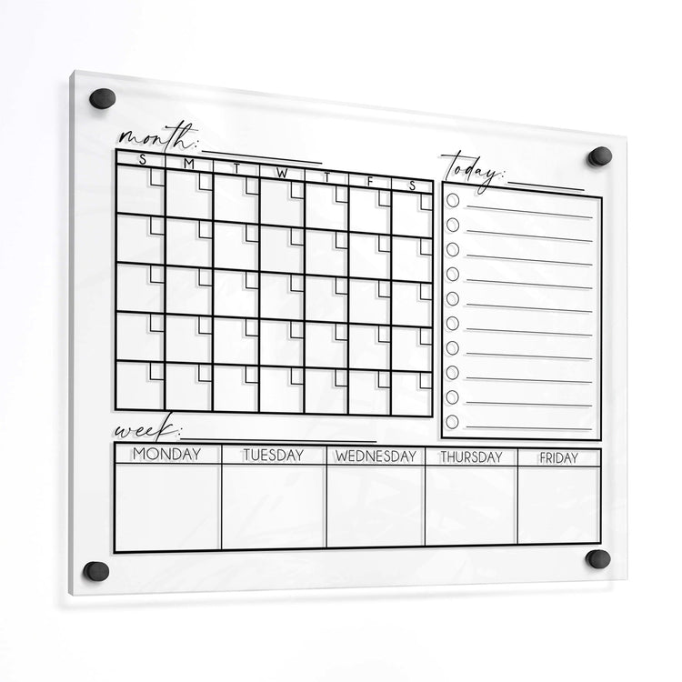 Large Acrylic Dry Erase Calendar | Acrylic and Wood Mounted Command Center Calendar | SCC-176 - SCC Signs