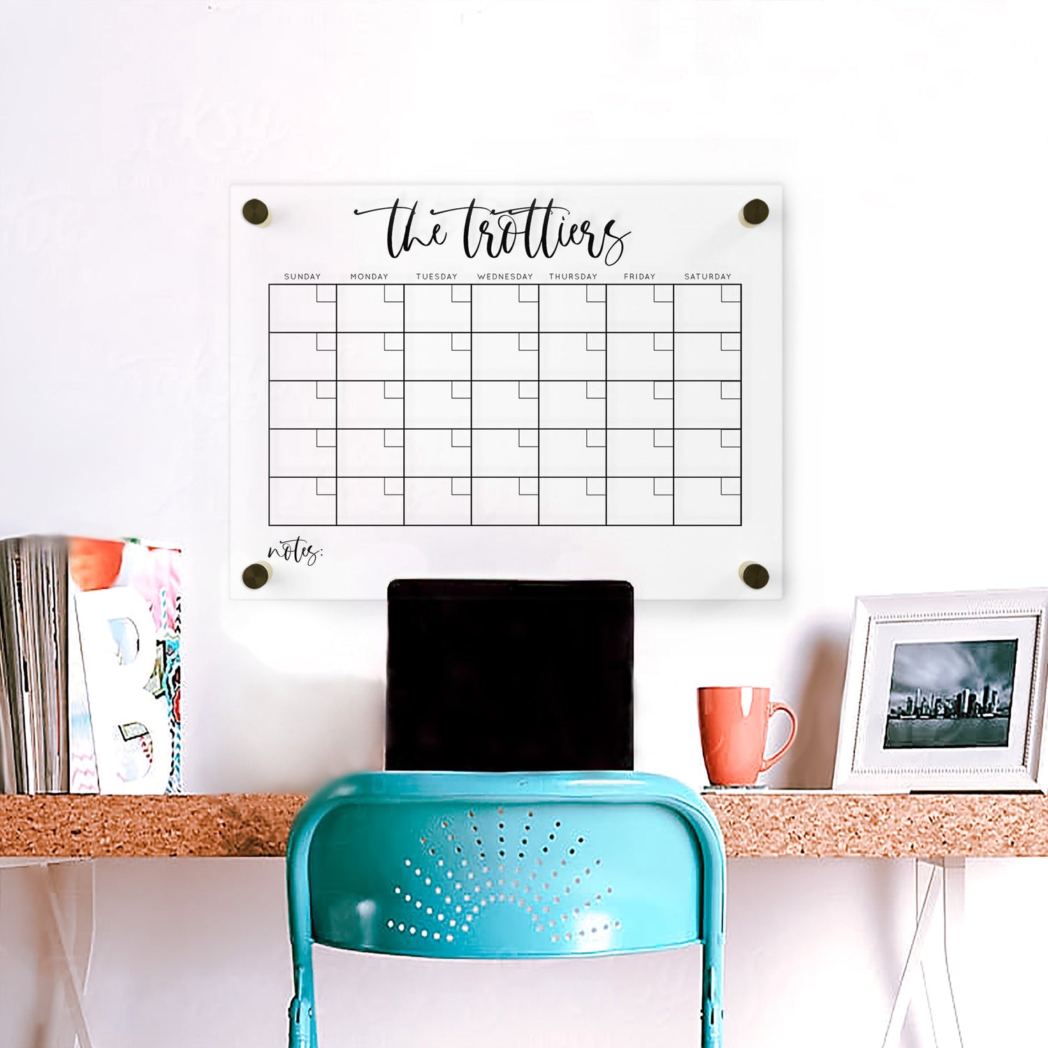 Large Acrylic Dry Erase Calendar | Acrylic and Wood Mounted Command Center Calendar | SCC-261 - SCC Signs