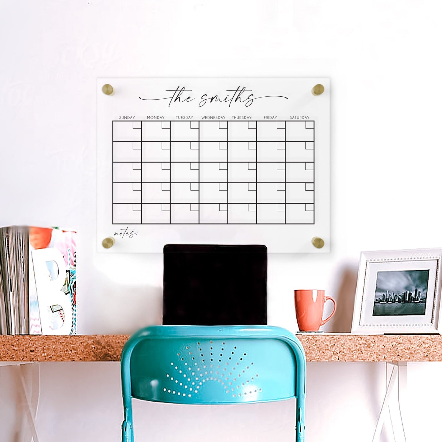 Large Acrylic Dry Erase Calendar for Wall with Daily/Weekly/Inspirational Planning - Family Command Center Erasable Monthly Wall Planner - SCC Signs