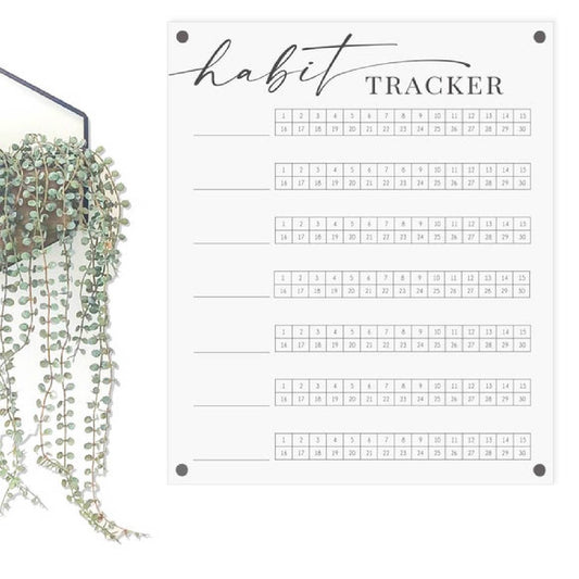 Large Acrylic Habit Tracker | Dry Erase Goals Tracker| Boho Wall Decor | Clear Command Center Tracker | SCC-172 - SCC Signs