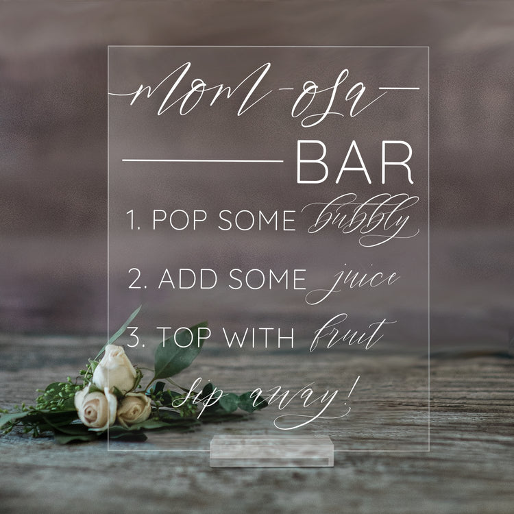 Mimosa Bar Sign for Baby Shower| Momosa Bar Acrylic Baby Shower Sign | Champagne Bar Engagement Party or Bridal Shower Sign - SCC-316 - SCC Signs
