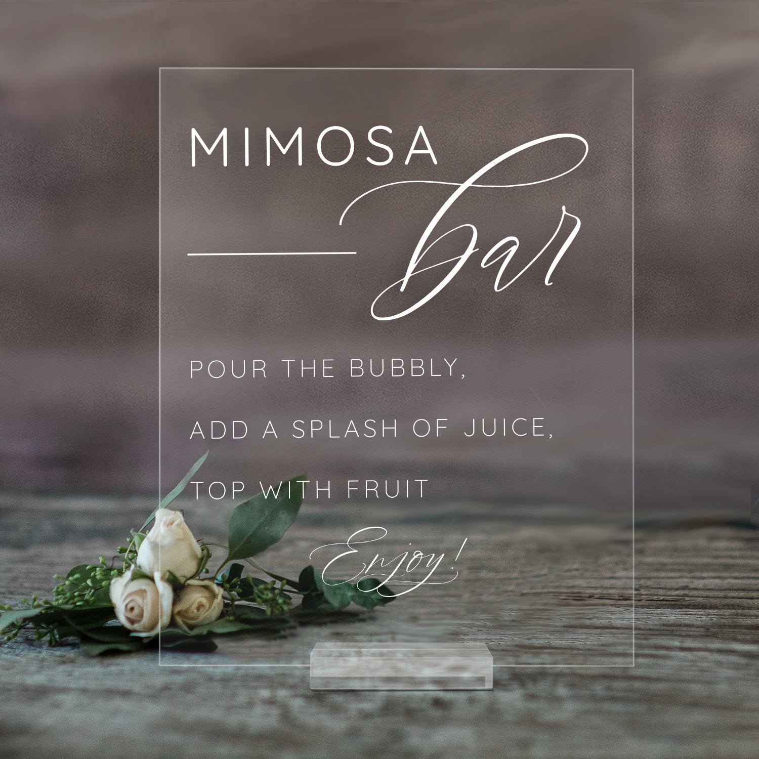 Mimosa Bar Table Sign | Acrylic Wedding Bar Sign | Champagne Bar Engagement Party or Bridal Shower Sign | Acrylic Wedding Sign - SCC-308 - SCC Signs