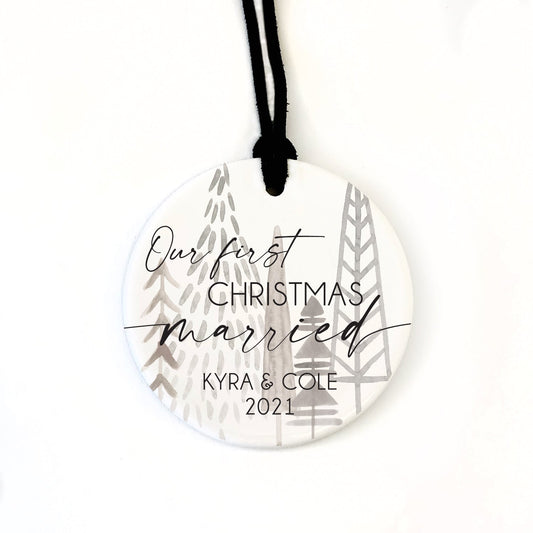 Our First Christmas Married Ornament | Ceramic 3" Christmas Tree Ornament | Realtor Gift | SCC-222 - SCC Signs