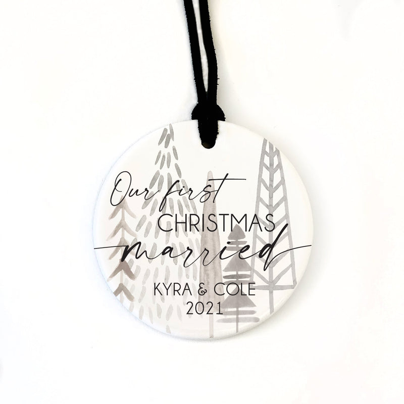 Our First Christmas Married Ornament | Ceramic 3" Christmas Tree Ornament | Realtor Gift | SCC-222 - SCC Signs