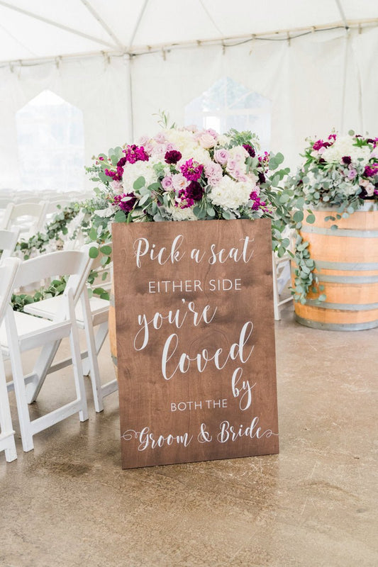 Pick A Seat Either Side | Wedding Decor | Rustic Seating Plan Sign | SS-216 - SCC Signs