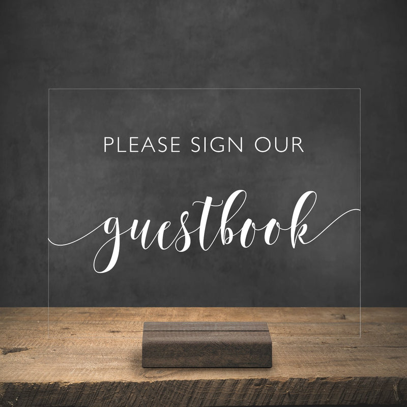 Please Sign Our Guestbook Acrylic Sign | Lucite Guestbook Sign | Wedding Decor | AS-3 - SCC Signs