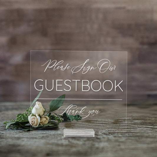 Please Sign Our Guestbook Acrylic Sign | Lucite Guestbook Sign | Wedding Decor | SCC-276 - SCC Signs