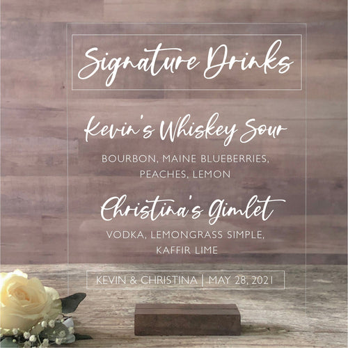 Signature Cocktails Sign | Acrylic Wedding Decor | SCC-46 - SCC Signs