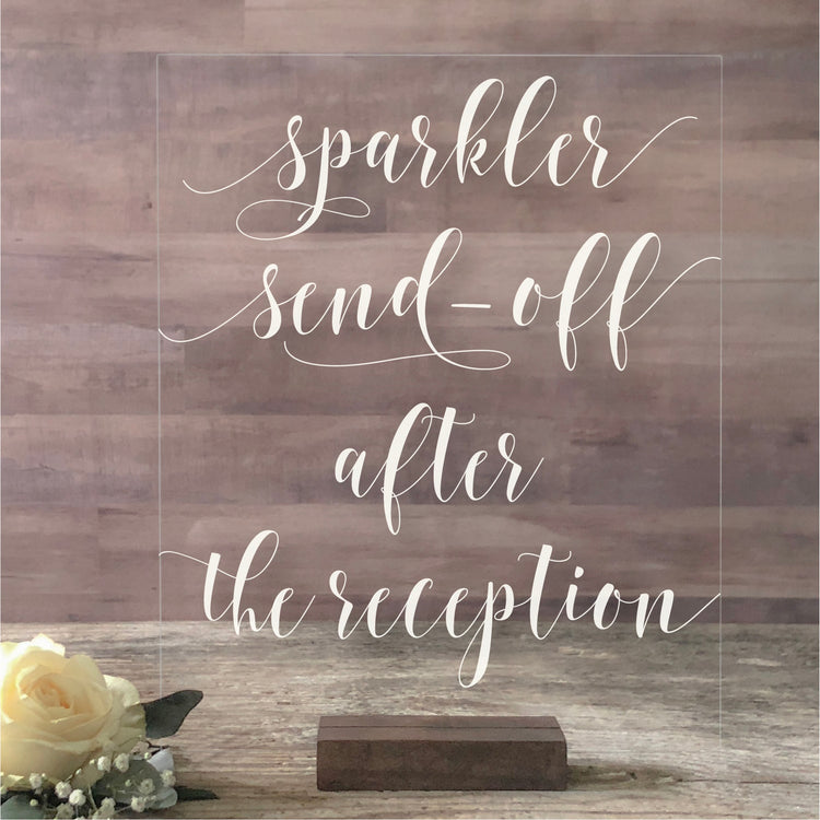 Sparkler Send-Off After Reception Acrylic Sign | Lucite Wedding Sign | SCC-218 - SCC Signs
