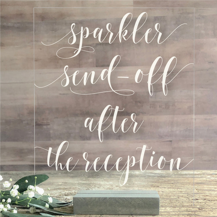 Sparkler Send-Off After Reception Acrylic Sign | Lucite Wedding Sign | SCC-218 - SCC Signs