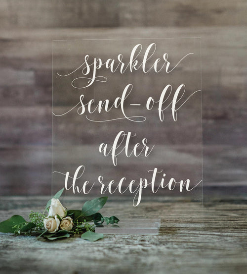 Sparkler Send-Off After Reception Acrylic Sign | Lucite Wedding Sign | SCC-218 - SCC Signs