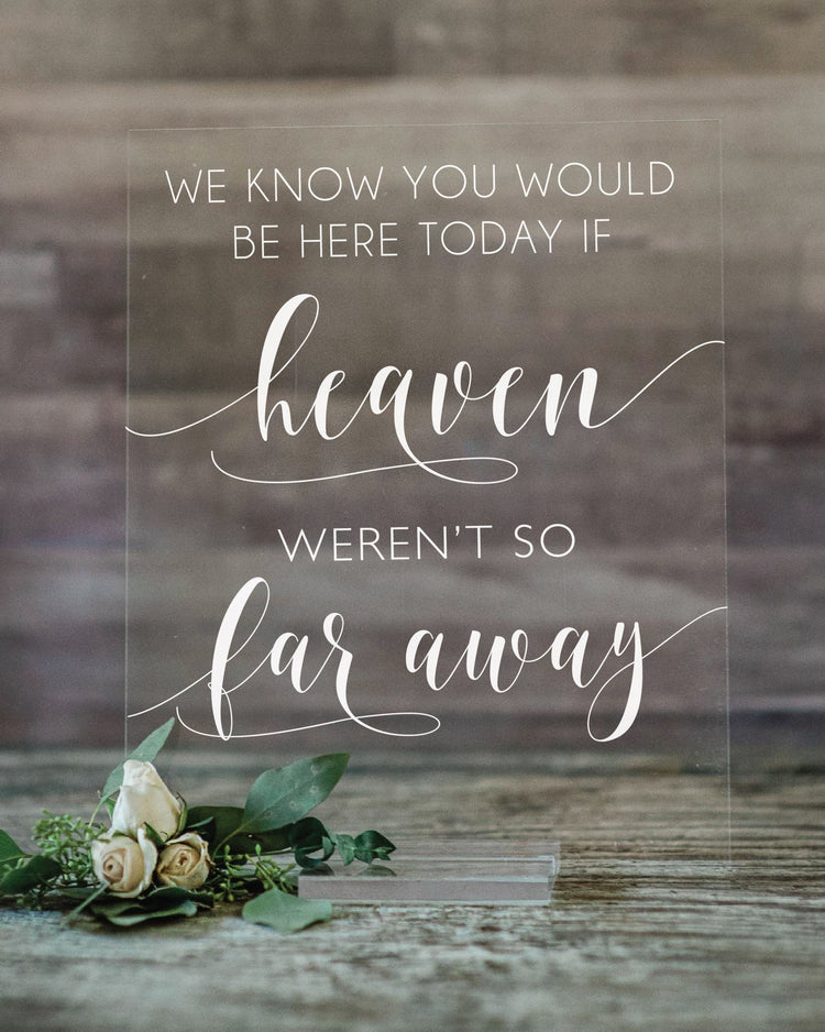 We Know You Would Be Here | Lucite In Loving Memory Sign | Wedding Decor | AS-42 - SCC Signs