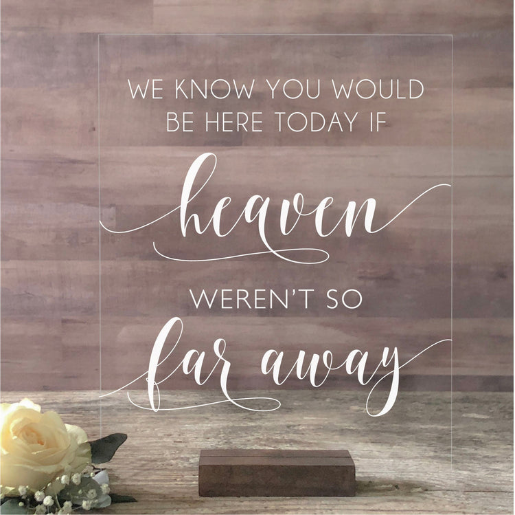 We Know You Would Be Here | Lucite In Loving Memory Sign | Wedding Decor | AS-42 - SCC Signs