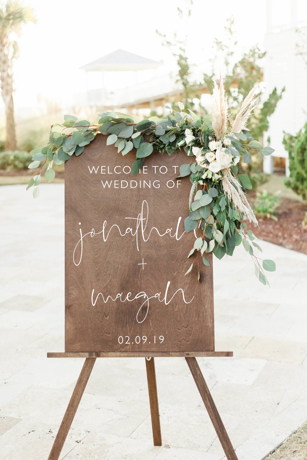 Welcome To The Wedding Sign | Wooden First Names &amp; Date Sign | SS-190 - SCC Signs