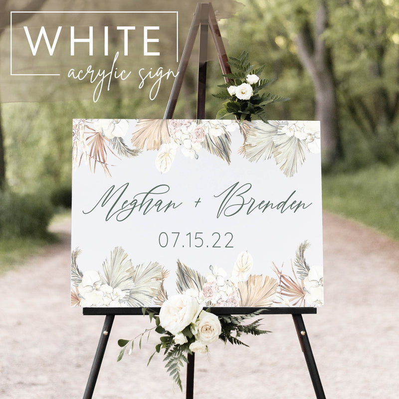 White Acrylic Welcome Sign | Modern Wedding Sign on Acrylic | Large Welcome Sign | Engagement Party Sign - SCC-328 - SCC Signs